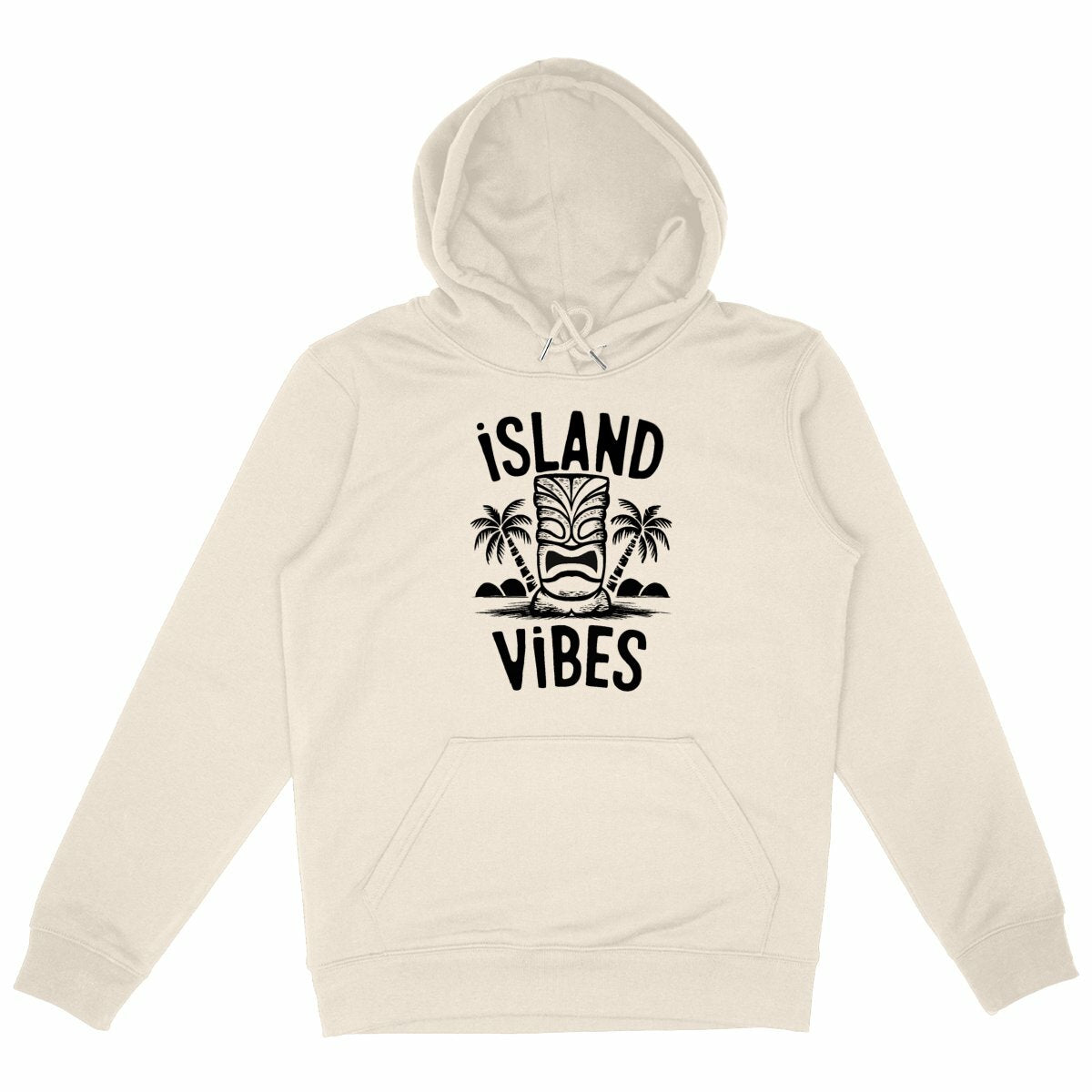 SWEATSHIRT A CAPUCHE BIO PREMIUM SURF ISLAND VIBES SHIRT ISLAND IVOIRE