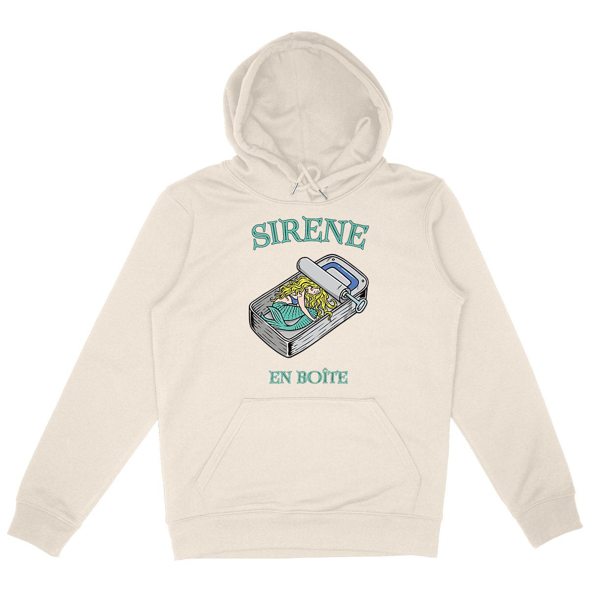 SWEATSHIRT A CAPUCHE BIO PREMIUM FEMME SURF SIRENE SHIRT ISLAND IVOIRE