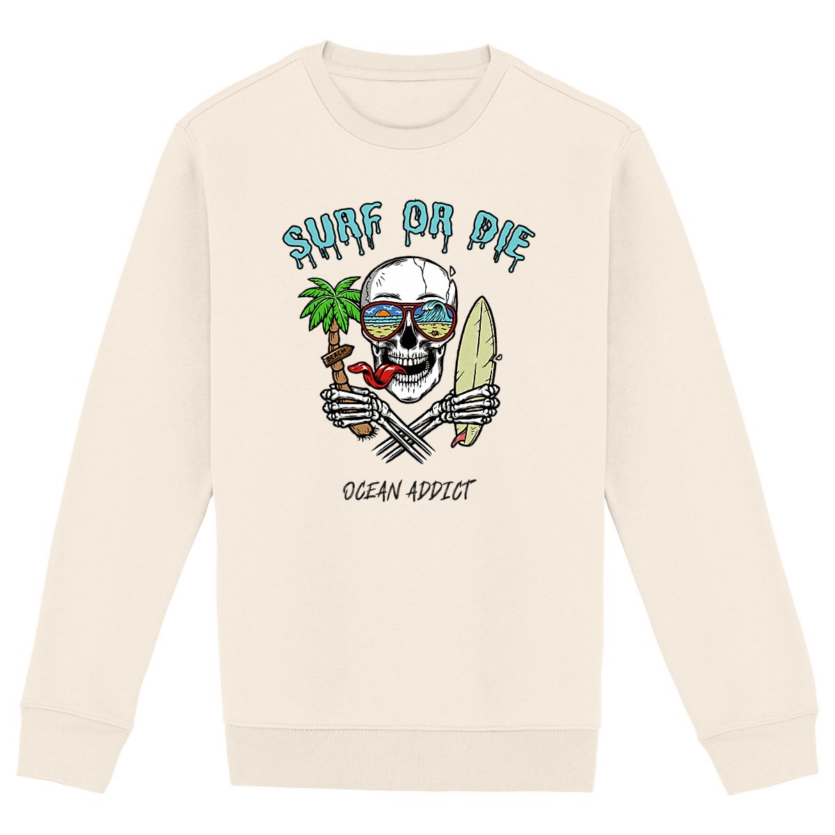 SWEATSHIRT BIO PREMIUM SURF OR DIE SHIRT ISLAND IVOIRE