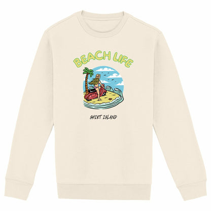 SWEATSHIRT BIO PREMIUM SURF BEACH LIFE FEMME SHIRT ISLAND IVOIRE