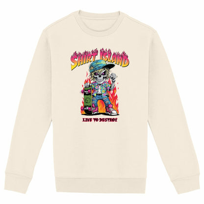 SWEATSHIRT BIO PREMIUM SKATE SHIRT ISLAND LIVE TO DESTROY IVOIRE