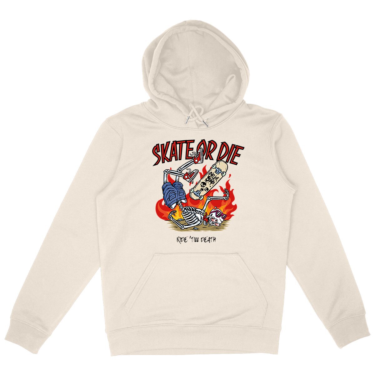 SWEATSHIRT A CAPUCHE BIO PREMIUM SKATE OR DIE SHIRT ISLAND IVOIRE