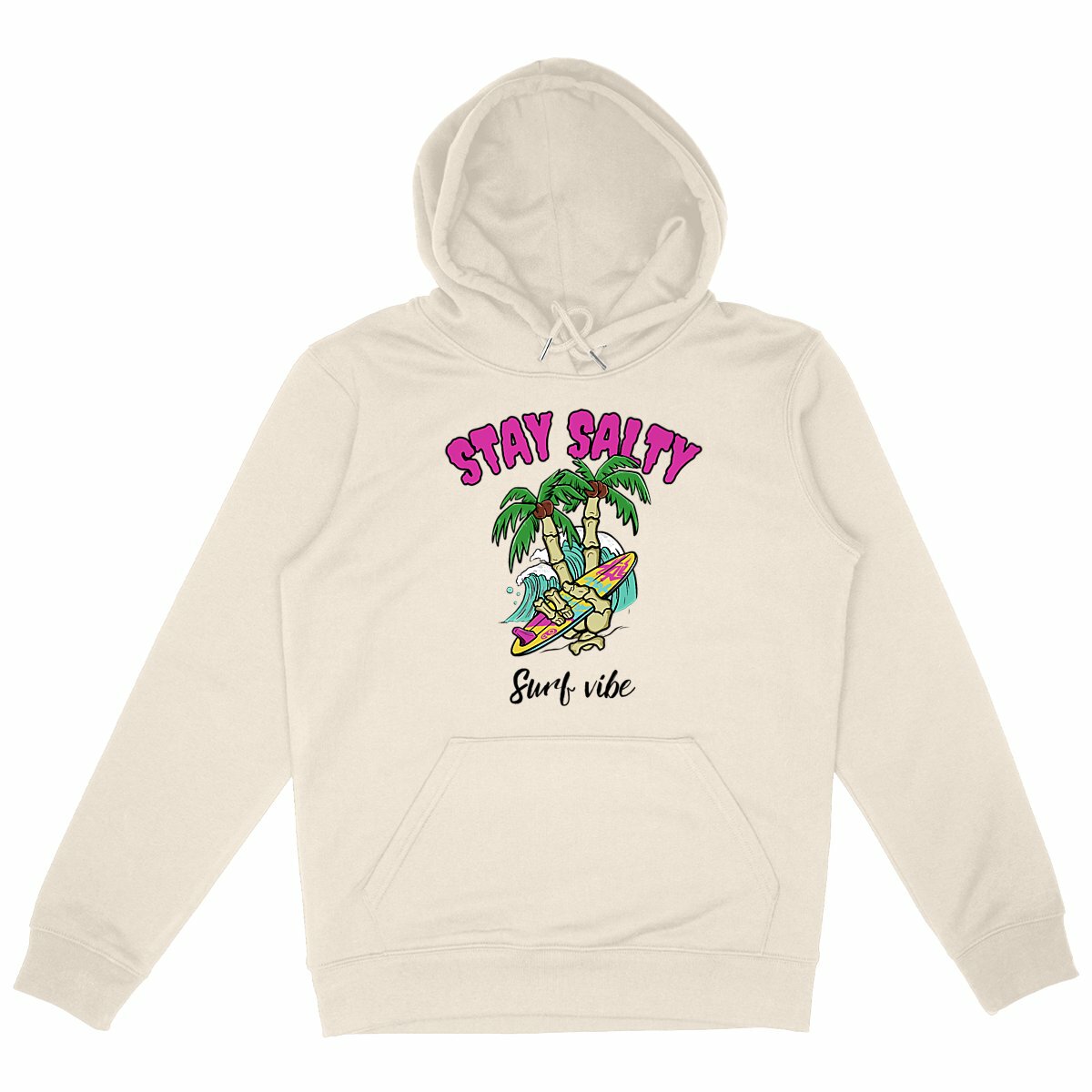 SWEATSHIRT A CAPUCHE BIO PREMIUM SURF STAY SALTY IVOIRE