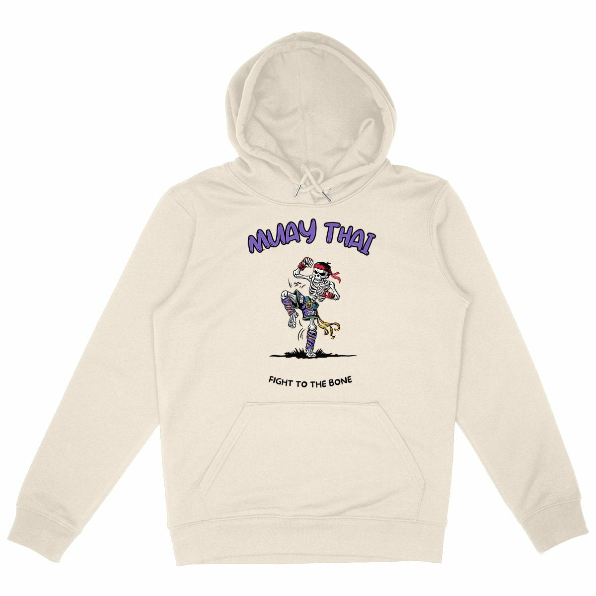 SWEATSHIRT A CAPUCHE BIO PREMIUM MUAY THAI SKELETON SHIRT ISLAND IVOIRE