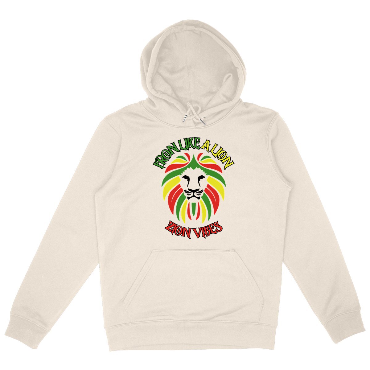 SWEATSHIRT A CAPUCHE BIO PREMIUM REGGAE RASTA ZION VIBES SHIRT ISLAND IVOIRE