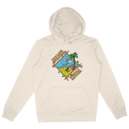 SWEATSHIRT A CAPUCHE BIO PREMIUM SURF BEACH VIBES SHIRT ISLAND IVOIRE