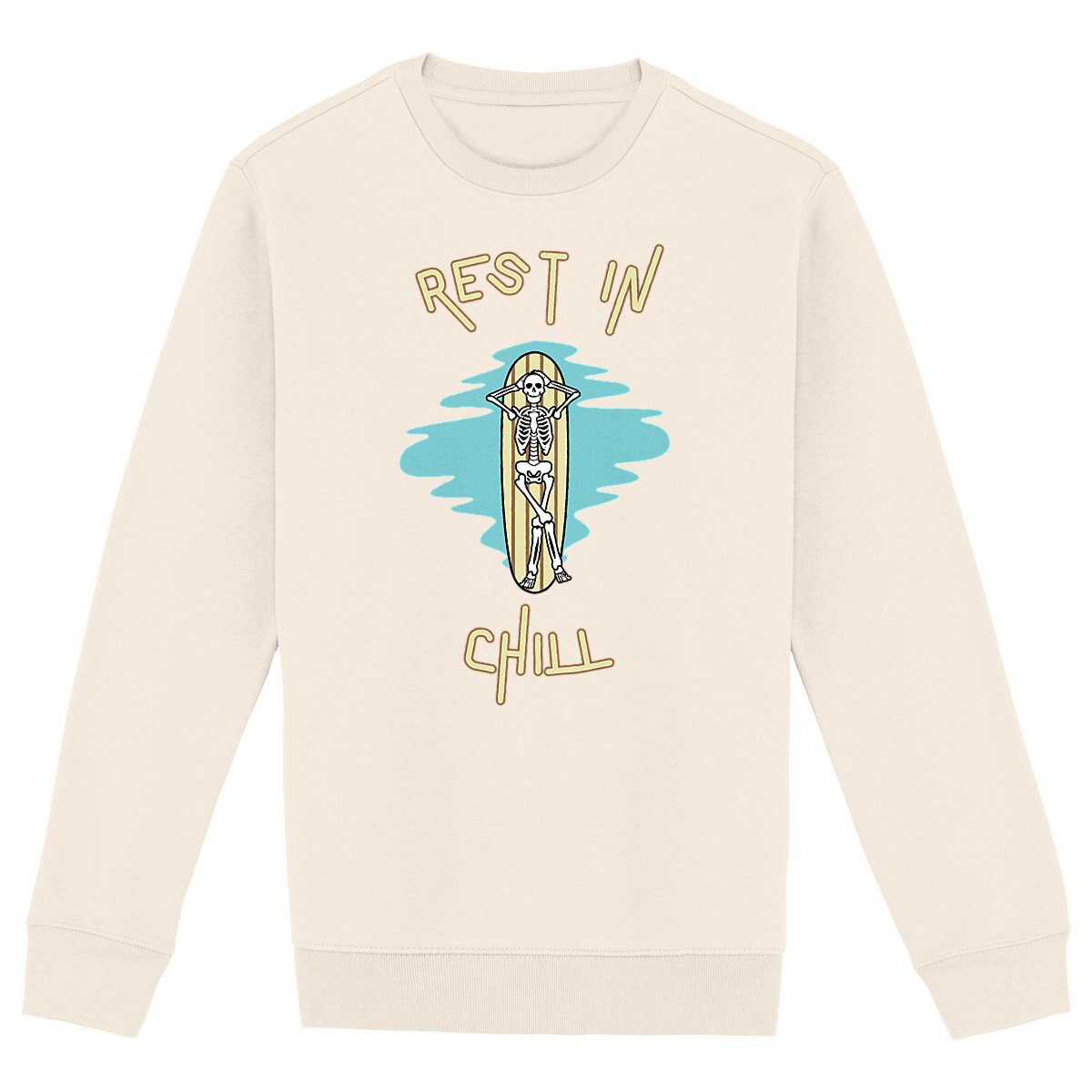 SWEATSHIRT BIO PREMIUM SURF REST IN CHILL SHIRT ISLAND IVOIRE