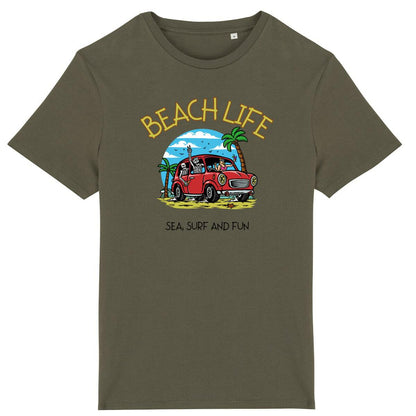 TEE SHIRT BIO PREMIUM SURF BEACH LIFE SHIRT ISLAND KHAKI