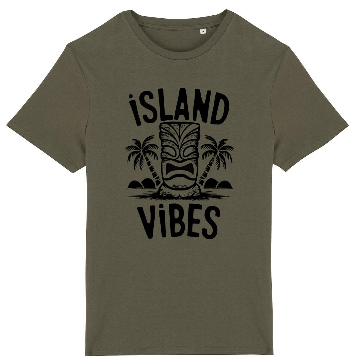 TEE SHIRT BIO PREMIUM SURF ISLAND VIBES SHIRT ISLAND KHAKI