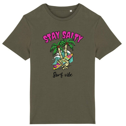 TEE SHIRT BIO PREMIUM SURF STAY SALTY SHIRT ISLAND KHAKI