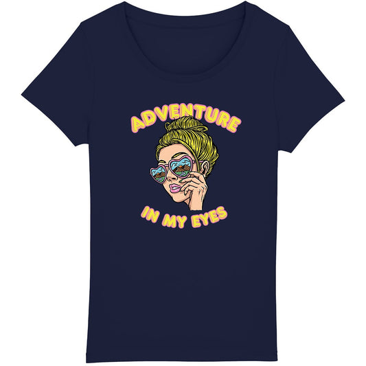 TEE SHIRT BIO PREMIUM FEMME SURF  ADVENTURE IN MY EYES SHIRT ISLAND MARINE