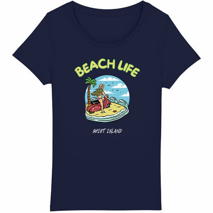 TEE SHIRT BIO PREMIUM SURF BEACH LIFE FEMME SIRT ISLAND MARINE