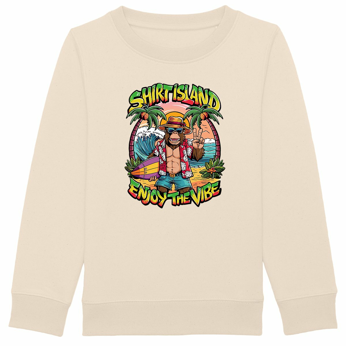 SWEATSHIRT KIDS BIO PREMIUM SURF SHIRT ISLAND VIBE NATURAL