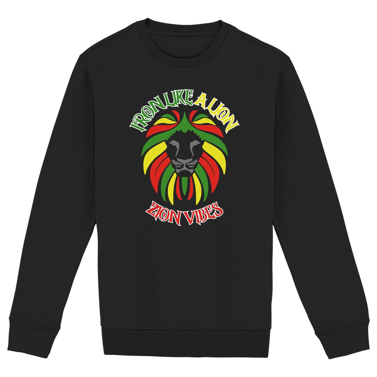 SWEATSHIRT BIO PREMIUM REGGAE ZION VIBES SHIRT ISLAND RASTA NOIR