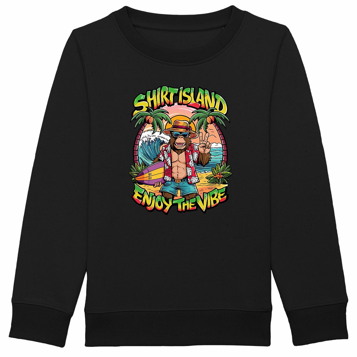 SWEATSHIRT KIDS BIO PREMIUM SURF SHIRT ISLAND VIBE NOIR