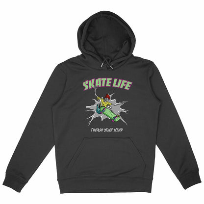 SWEATSHIRT A CAPUCHE BIO PREMIUM SKATE LIFE SHIRT ISLAND  NOIR