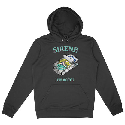 SWEATSHIRT A CAPUCHE BIO PREMIUM FEMME SURF SIRENE SHIRT ISLAND NOIR