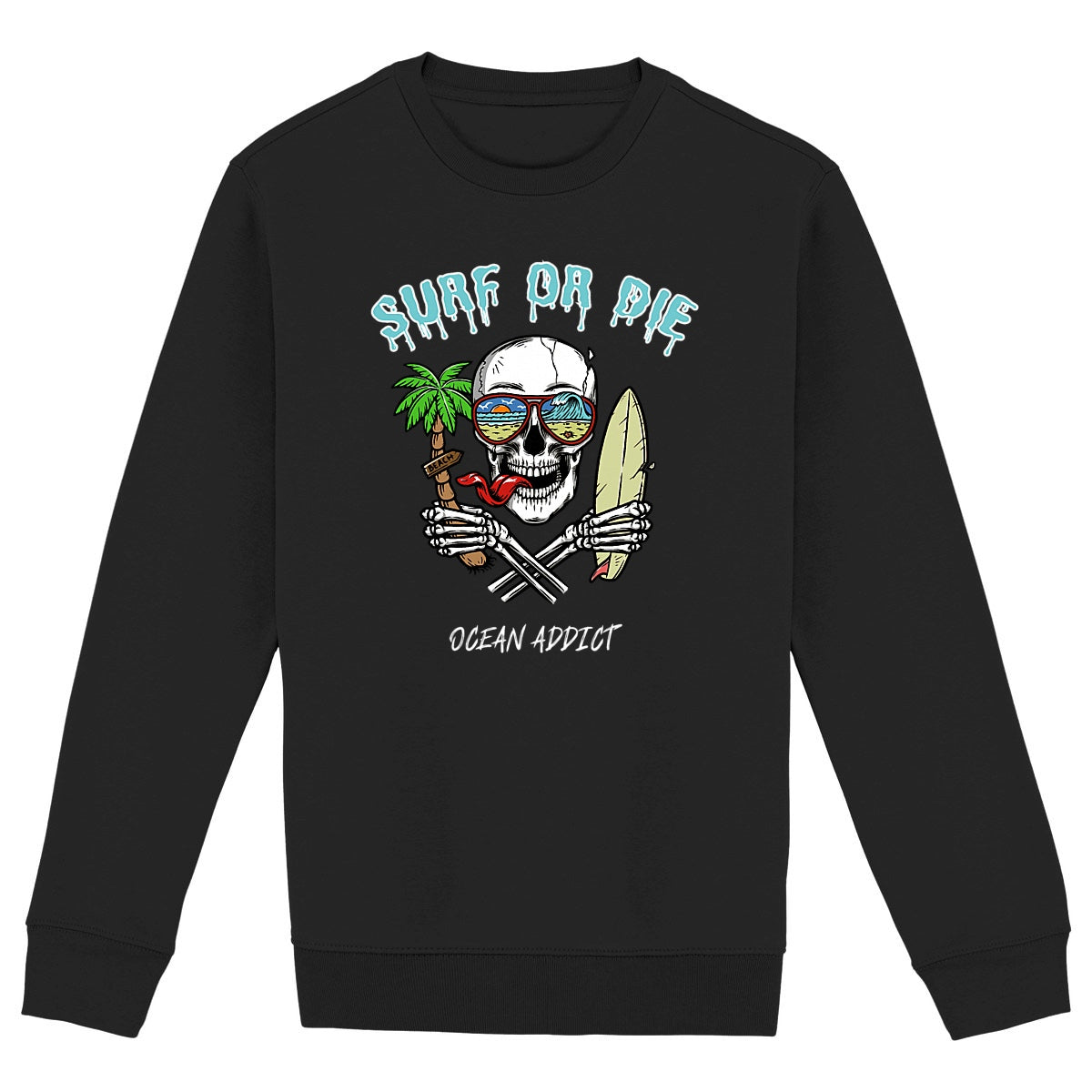 SWEATSHIRT BIO PREMIUM SURF OR DIE SHIRT ISLAND NOIR