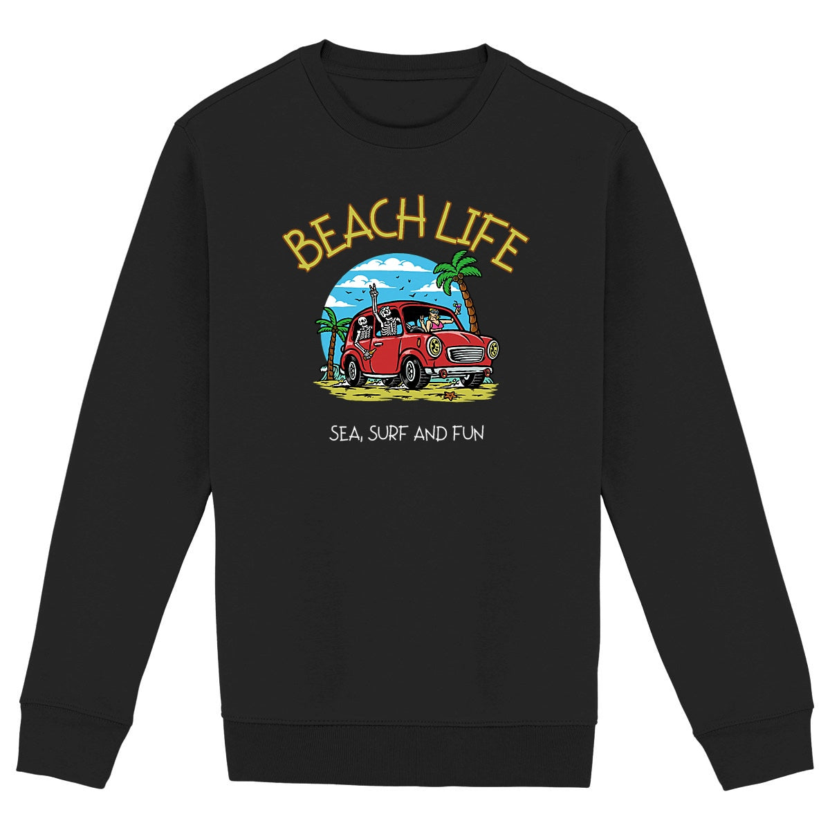 SWEATSHIRT BIO PREMIUM SURF BEACH LIFE NOIR