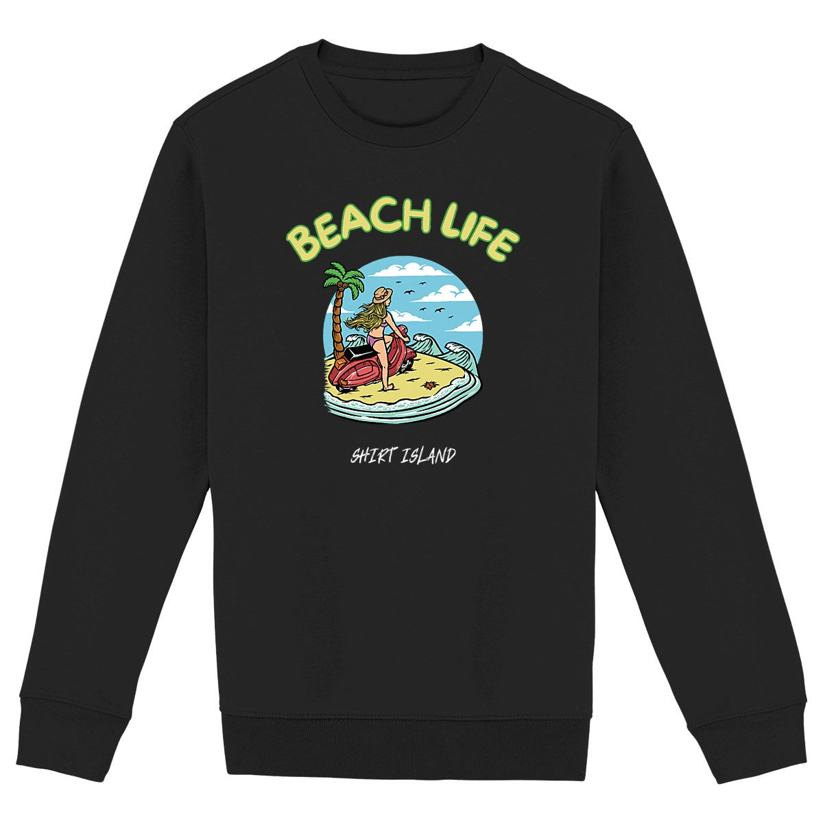 SWEATSHIRT BIO PREMIUM SURF BEACH LIFE FEMME SHIRT ISLAND NOIR