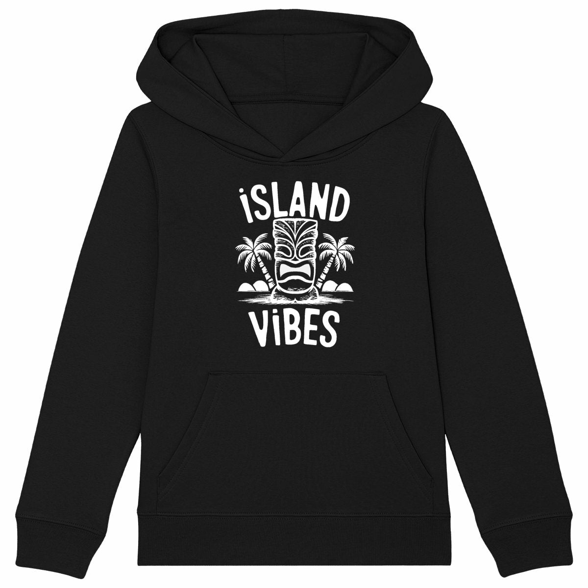 SWEATSHIRT A CAPUCHE BIO PREMIUM SURF ISLAND VIBES SHIRT ISLAND KIDS NOIR