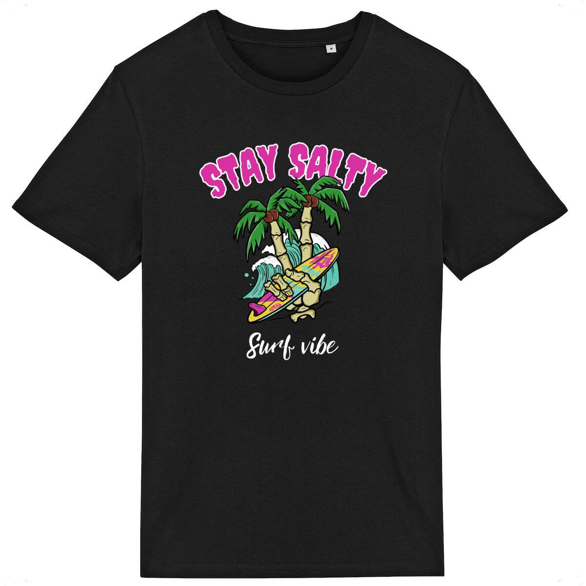 TEE SHIRT BIO PREMIUM SURF STAY SALTY SHIRT ISLAND NOIR