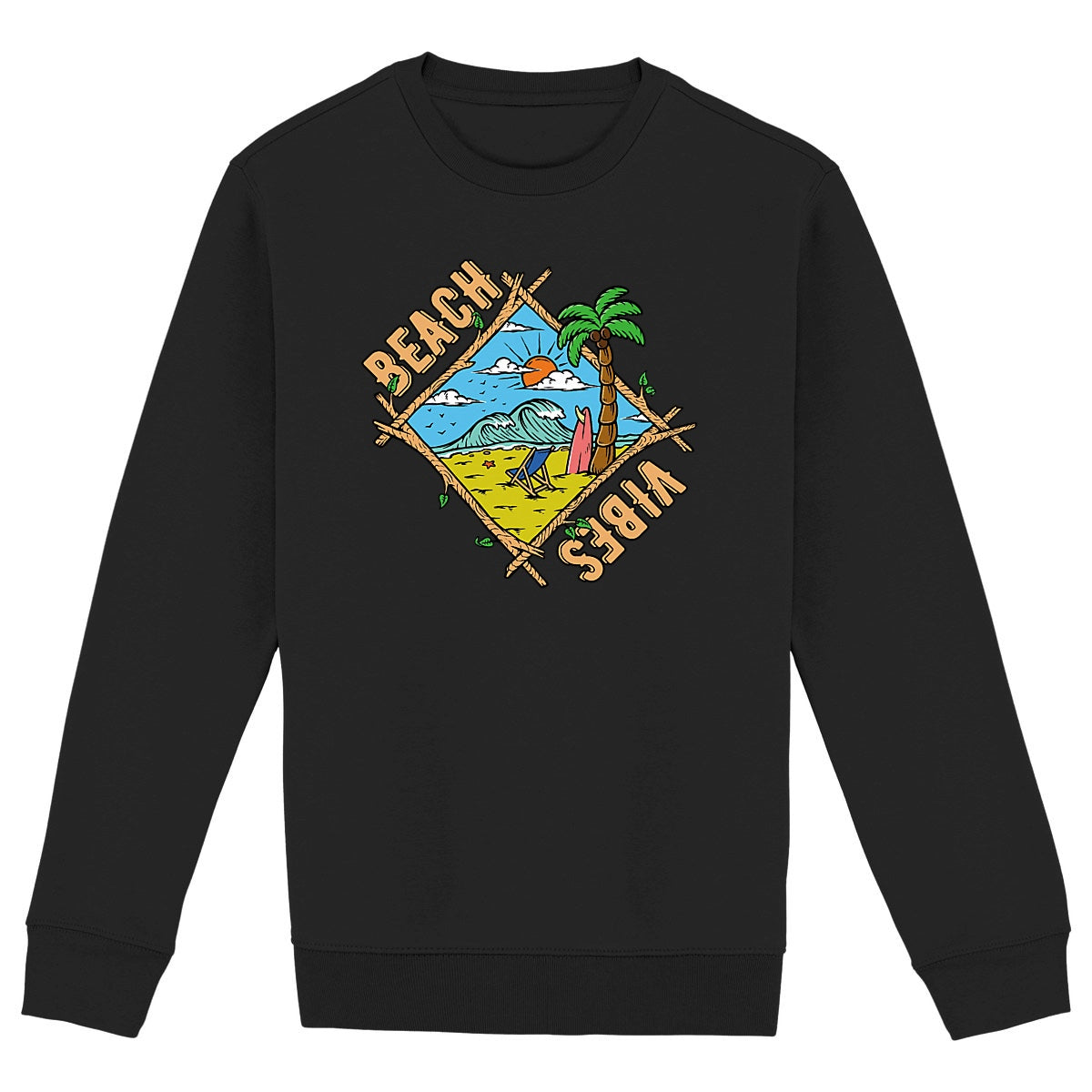 SWEATSHIRT BIO PREMIUM SURF BEACH VIBES SHIRT ISLAND NOIR