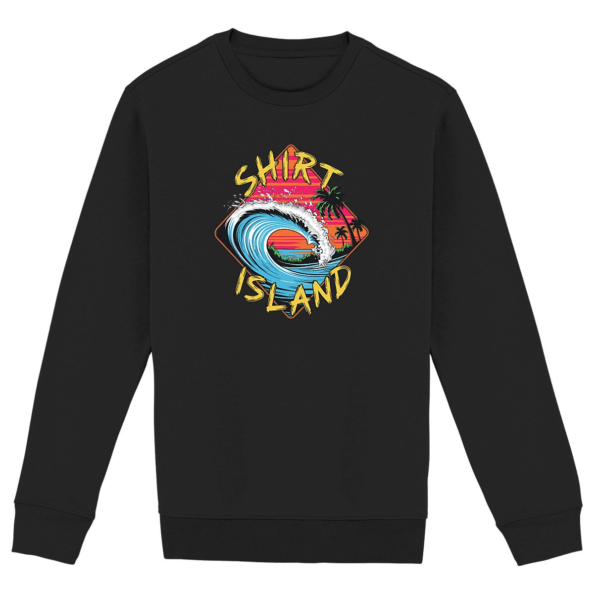 SWEATSHIRT BIO PREMIUM SURF SHIRT ISLAND WAVE NOIR