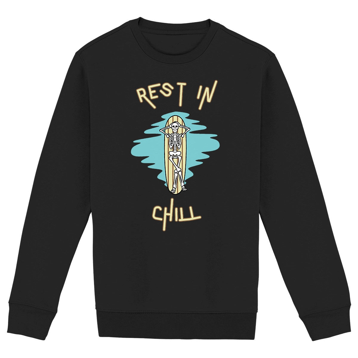 SWEATSHIRT BIO PREMIUM SURF REST IN CHILL SHIRT ISLAND NOIR