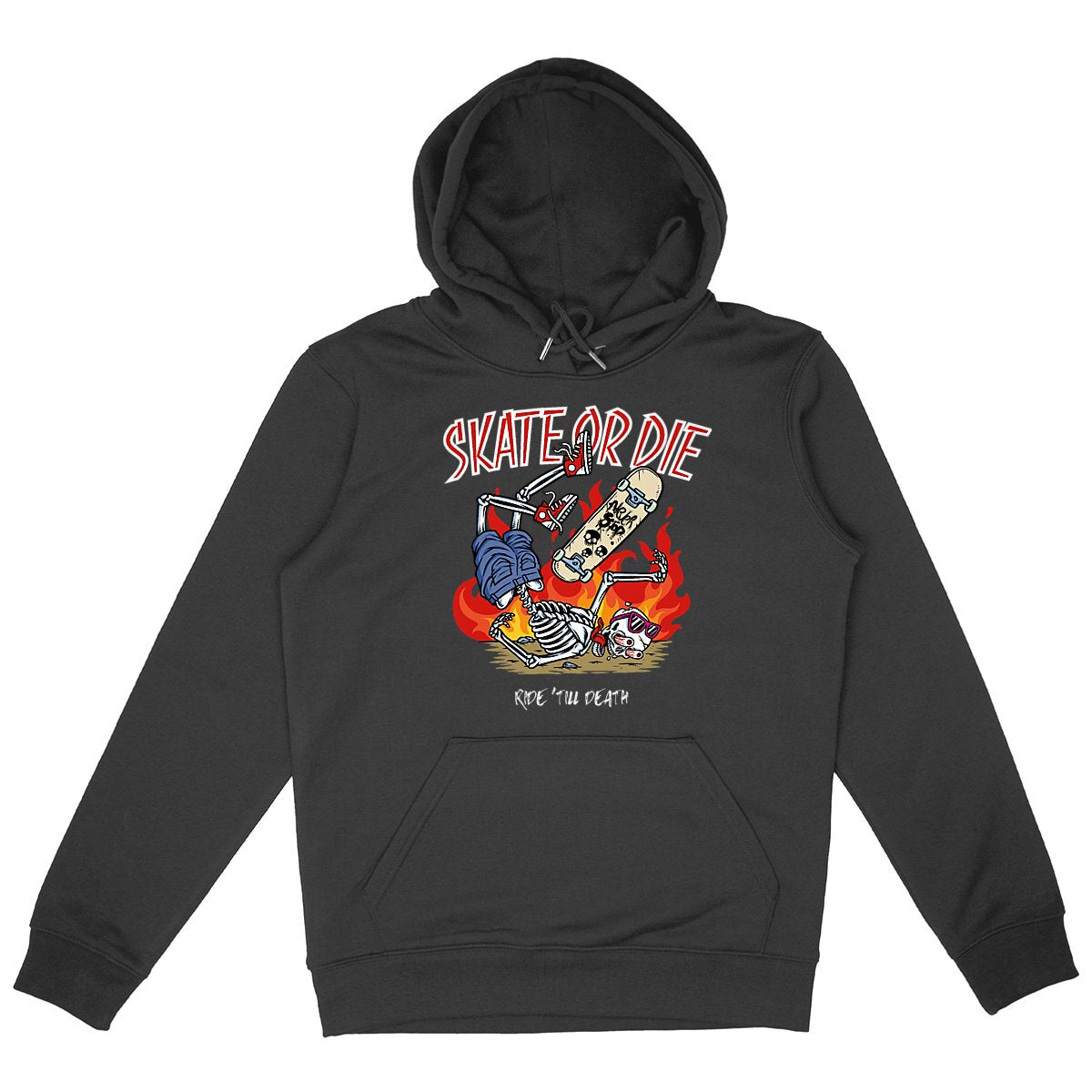 SWEATSHIRT A CAPUCHE BIO PREMIUM SKATE OR DIE SHIRT ISLAND NOIR