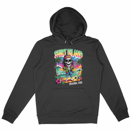 SWEATSHIRT A CAPUCHE BIO PREMIUM SURF RASTA ORIGINAL VIBE SHIRT ISLAND NOIR