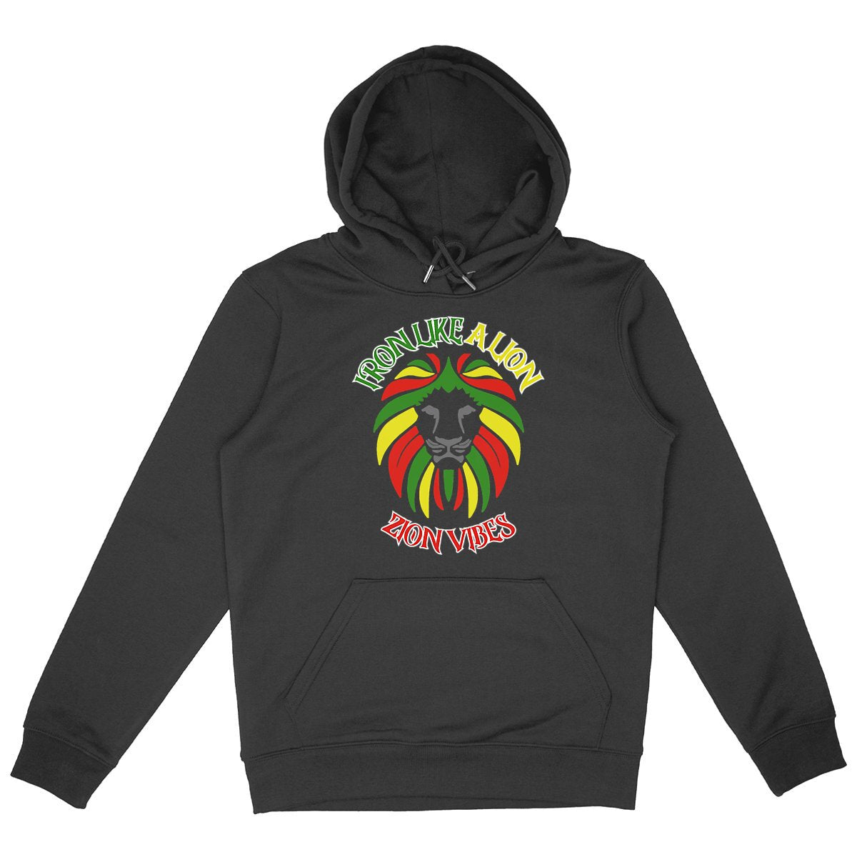 SWEATSHIRT A CAPUCHE BIO PREMIUM REGGAE RASTA ZION VIBES SHIRT ISLAND NOIR