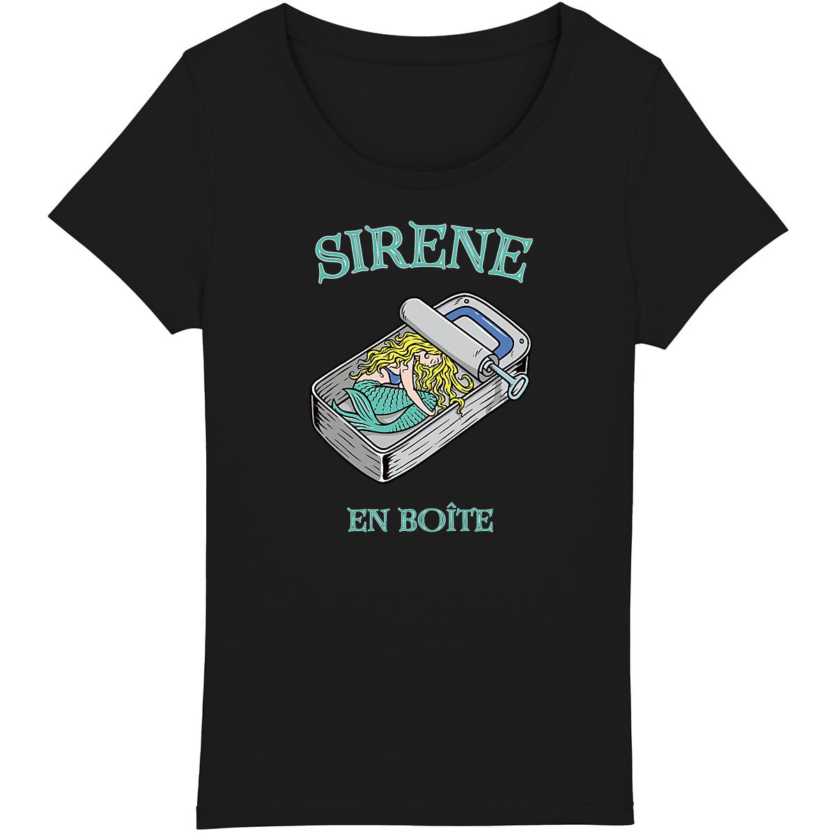 TEE SHIRT BIO PREMIUM FEMME SURF SIRENE SHIRT ISLAND NOIR