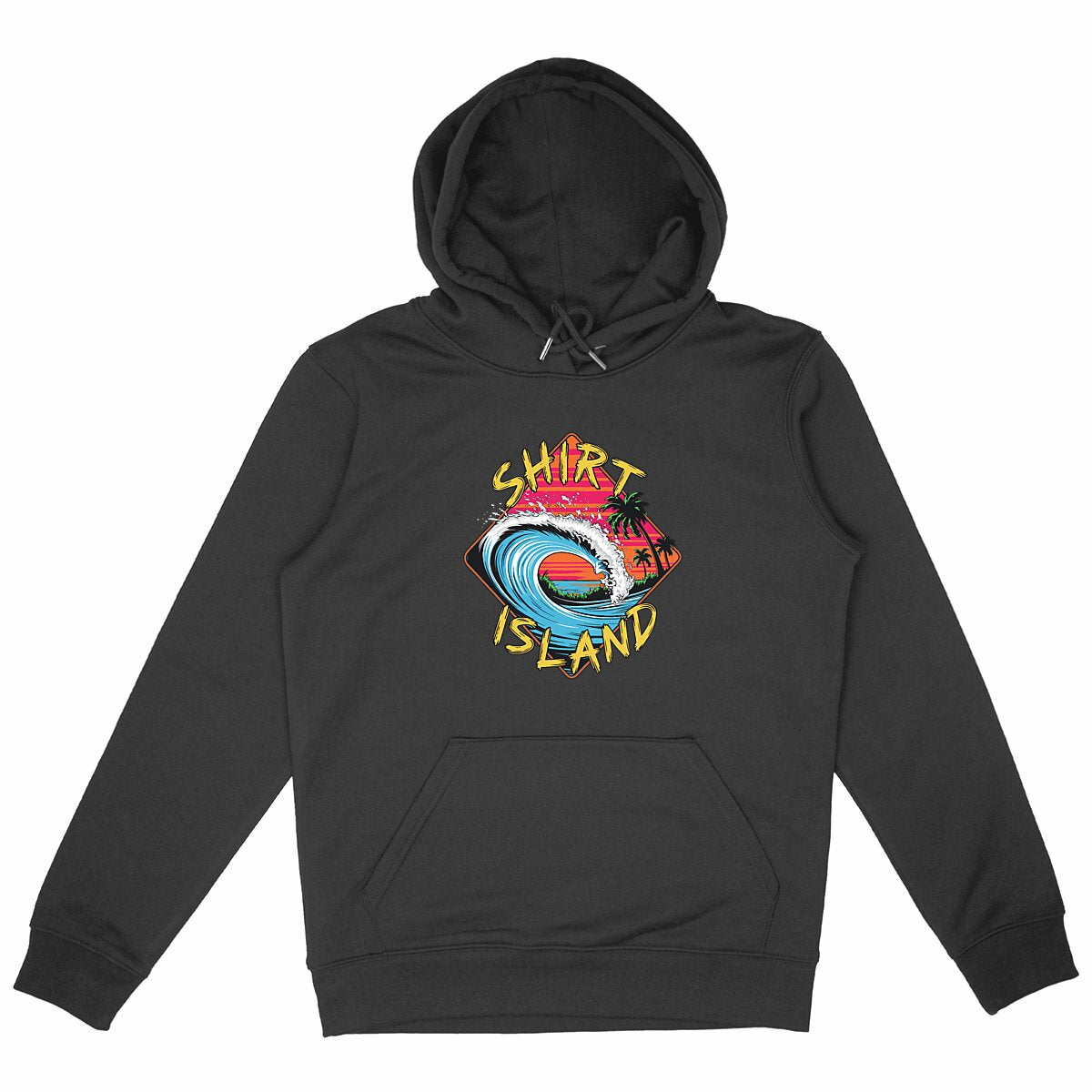 SWEATSHIRT A CAPUCHE BIO PREMIUM SURF SHIRT ISLAND WAVE NOIR