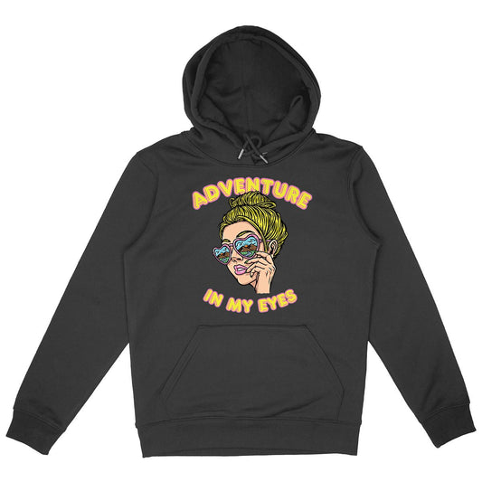 SWEATSHIRT A CAPUCHE BIO PREMIUM FEMME SURF ADVENTURE IN MY EYES SHIRT ISLAND NOIR