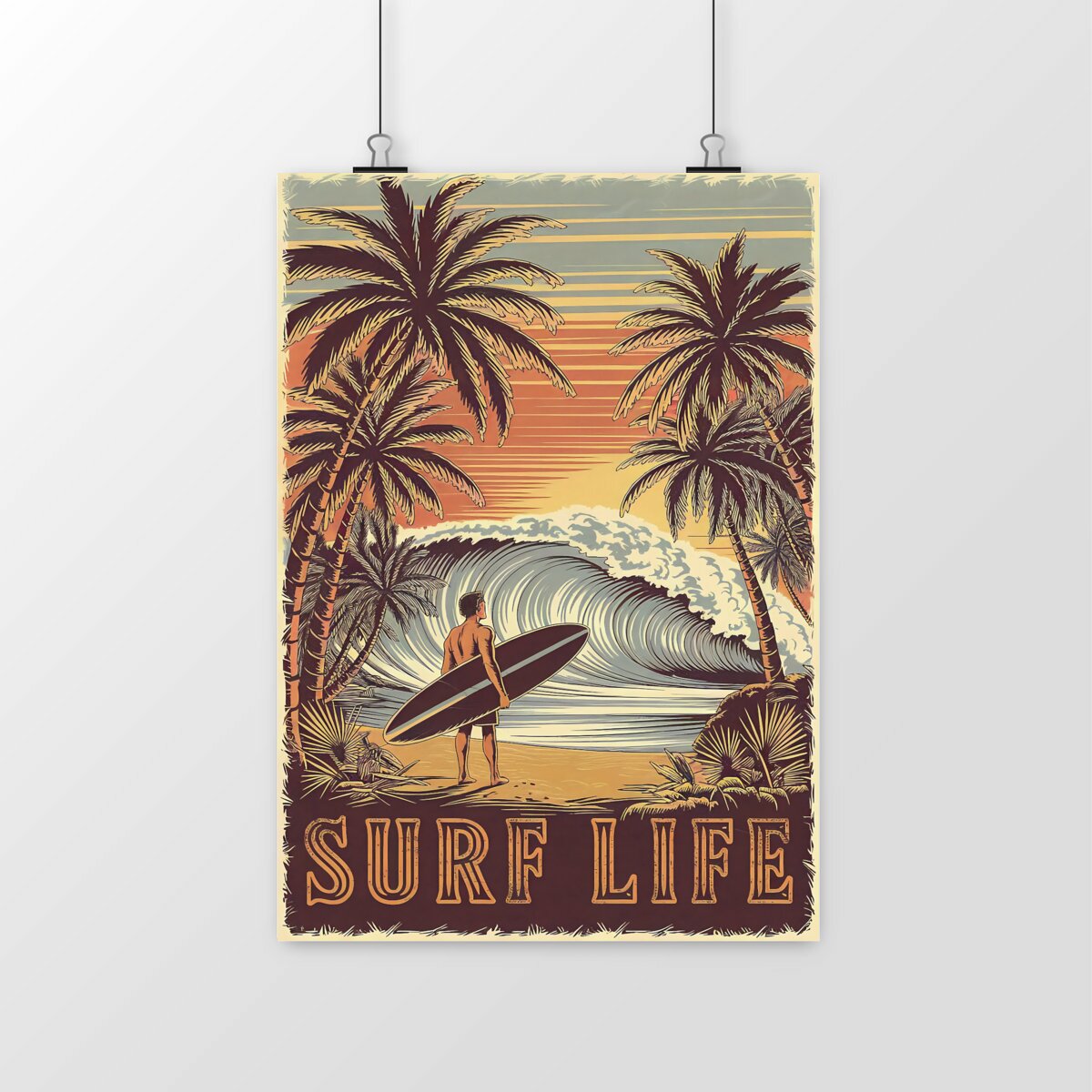 AFFICHE VINTAGE SURF LIFE SHIRT ISLAND