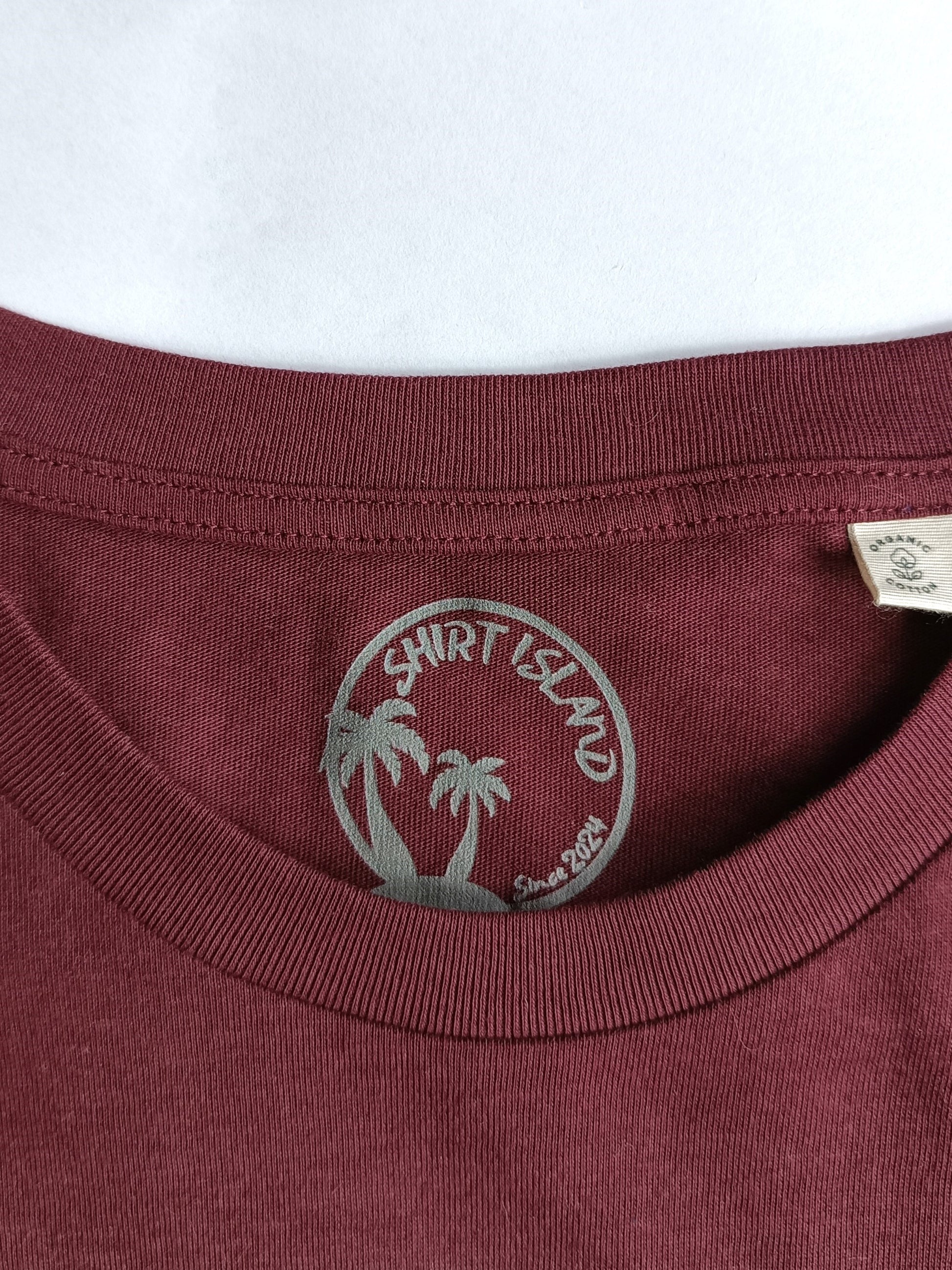 TEE SHIRT BIO PREMIUM BEACH VIBES SHIRT ISLAND SURF COL BORDEAUX