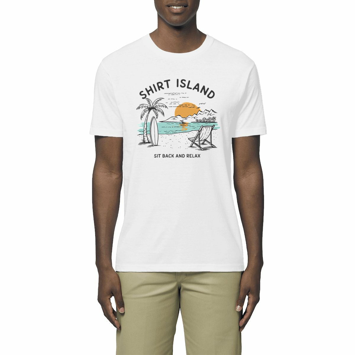 TEE SHIRT BIO PREMIUM SURF SHIRT ISLAND BEACH MODEL BLANC