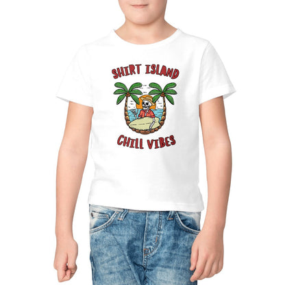 TEE SHIRT KIDS BIO PREMIUM SURF SHIRT ISLAND BLANC MODEL