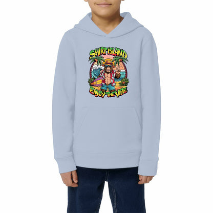 SWEATSHIRT A CAPUCHE KIDS BIO PREMIUM SURF SHIRT ISLAND VIBE BLEU MODEL