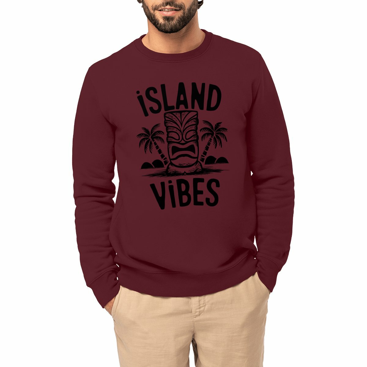 SWEATSHIRT BIO PREMIUM SURF ISLAND VIBES SHIRT ISLAND BORDEAUX MODEL