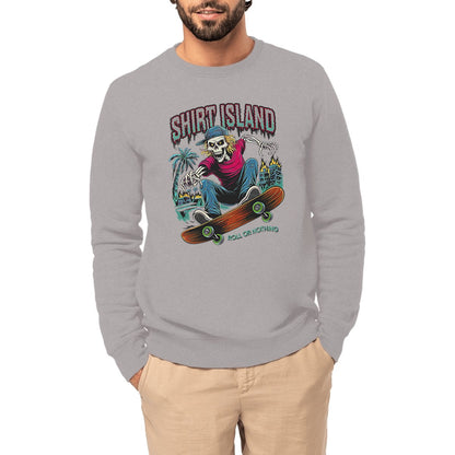 SWEATSHIRT BIO PREMIUM SKATE SHIRT ISLAND ROLL OR NOTHING SURF GRIS MODEL