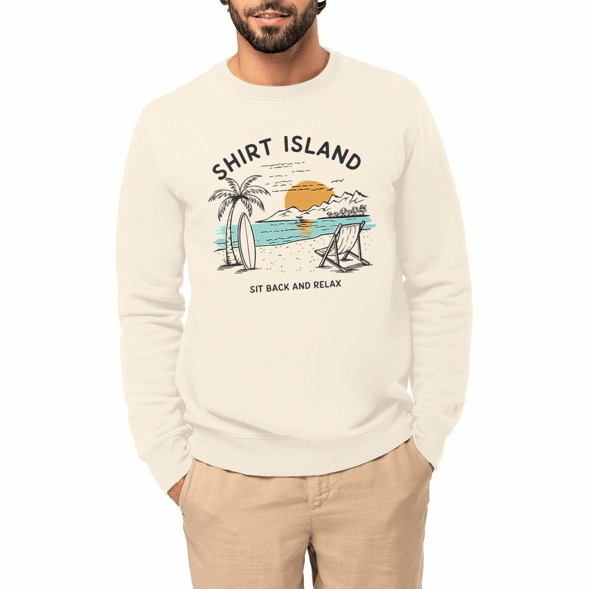 SWEATSHIRT BIO PREMIUM SURF SHIRT ISLAND BEACH MODEL IVOIRE