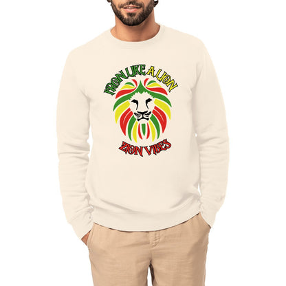 SWEATSHIRT BIO PREMIUM REGGAE ZION VIBES SHIRT ISLAND RASTA IVOIRE MODEL