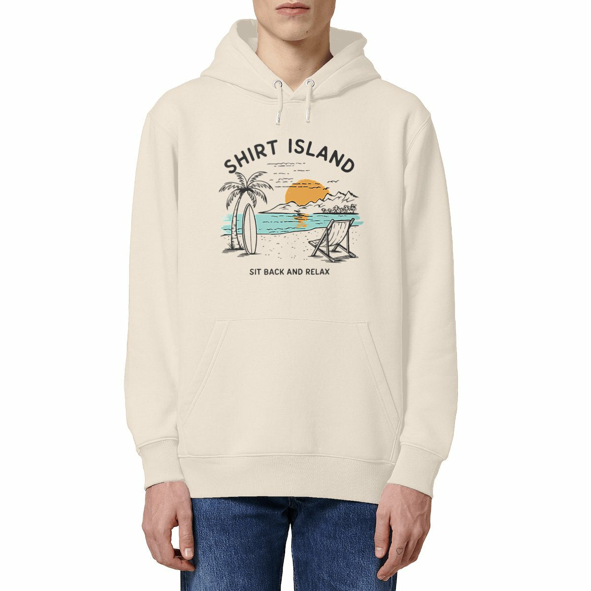 SWEATSHIRT A CAPUCHE BIO PREMIUM SURF SHIRT ISLAND MODEL IVOIRE