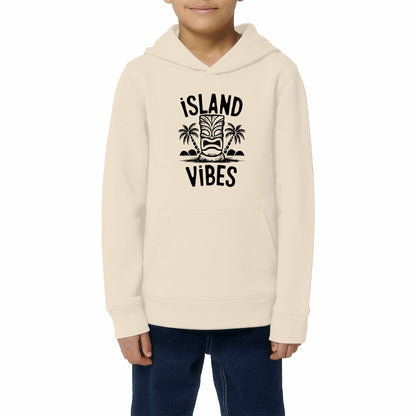 SWEATSHIRT A CAPUCHE BIO PREMIUM SURF ISLAND VIBES SHIRT ISLAND KIDS IVOIRE MODEL