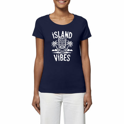 TEE SHIRT BIO PREMIUM SURF ISLAND VIBES FEMME MARINE MODELE