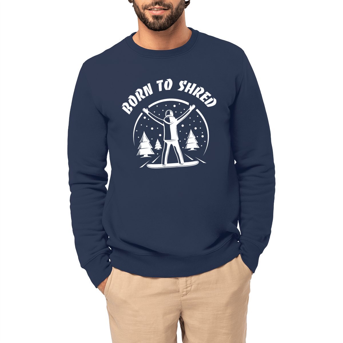 SWEATSHIRT BIO PREMIUM SNOWBOARD BORN TO SHRED SHIRT ISLAND MARINE MODEL