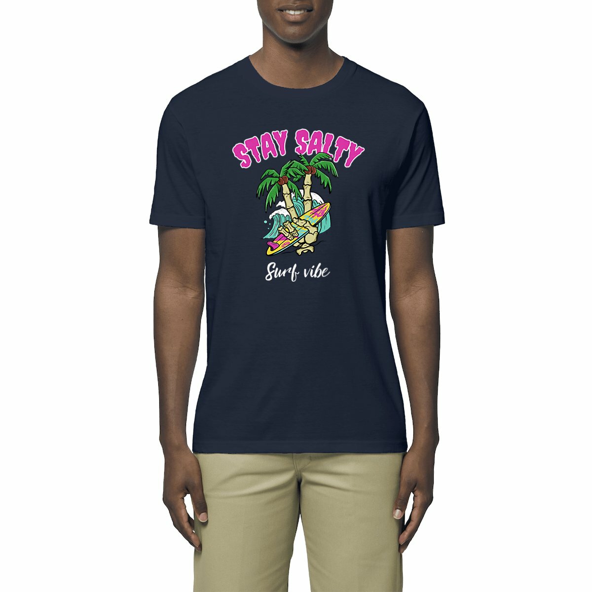 TEE SHIRT BIO PREMIUM SURF STAY SALTY SHIRT ISLAND MARINE MODEL