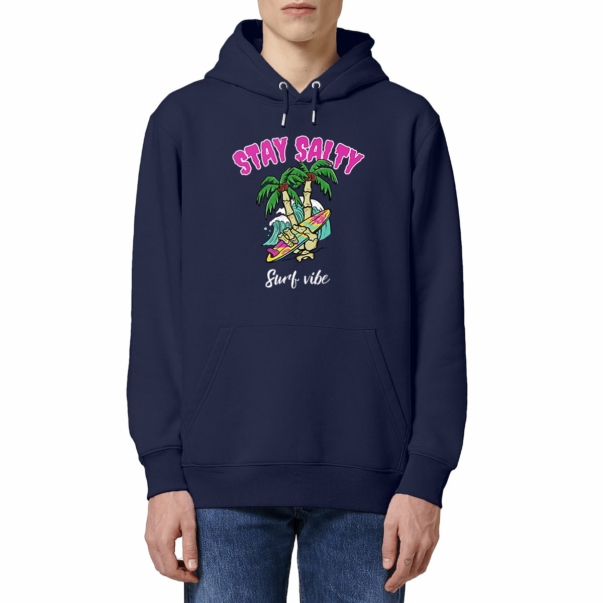 SWEATSHIRT A CAPUCHE BIO PREMIUM SURF STAY SALTY MARINE MODEL